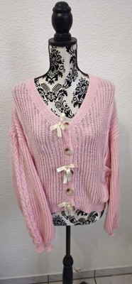 Rosa Romwe Cardigan mit Schleifen   Coquette / Cottagecore Style anime kawaii