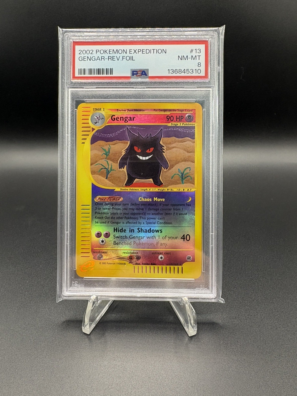 2002 Pokemon Expedition Gengar Reverse Holo Foil #13/165 PSA 8