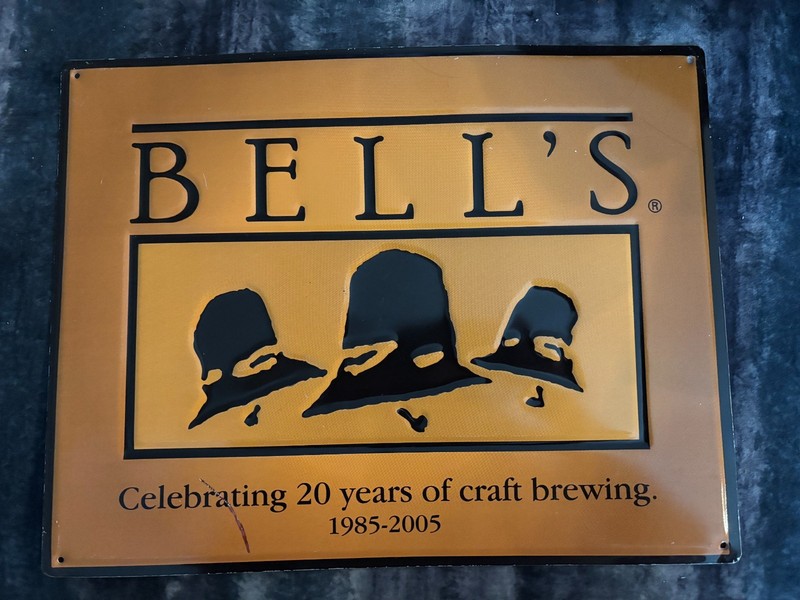 Bell’s Craft  Brewing Metal Sign Celebrating 20 Years 1985-2005  Kalamazoo Mi