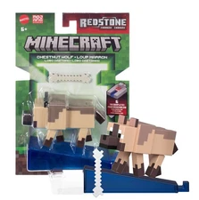 Minecraft Redstone Charged Chestnut Wolf 3.25" Figures with Building Piece MOC