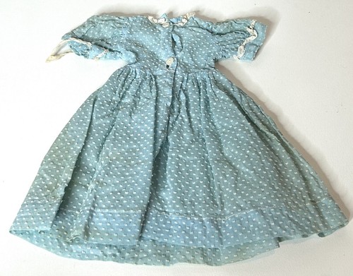 Vintage Antique Blue With White Dots BABY DOLL DRESS 10” - Picture 2 of 8