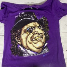 Vintage 1992 Batman Returns The Penguin T-Shirt DC Comics Size Large Purple