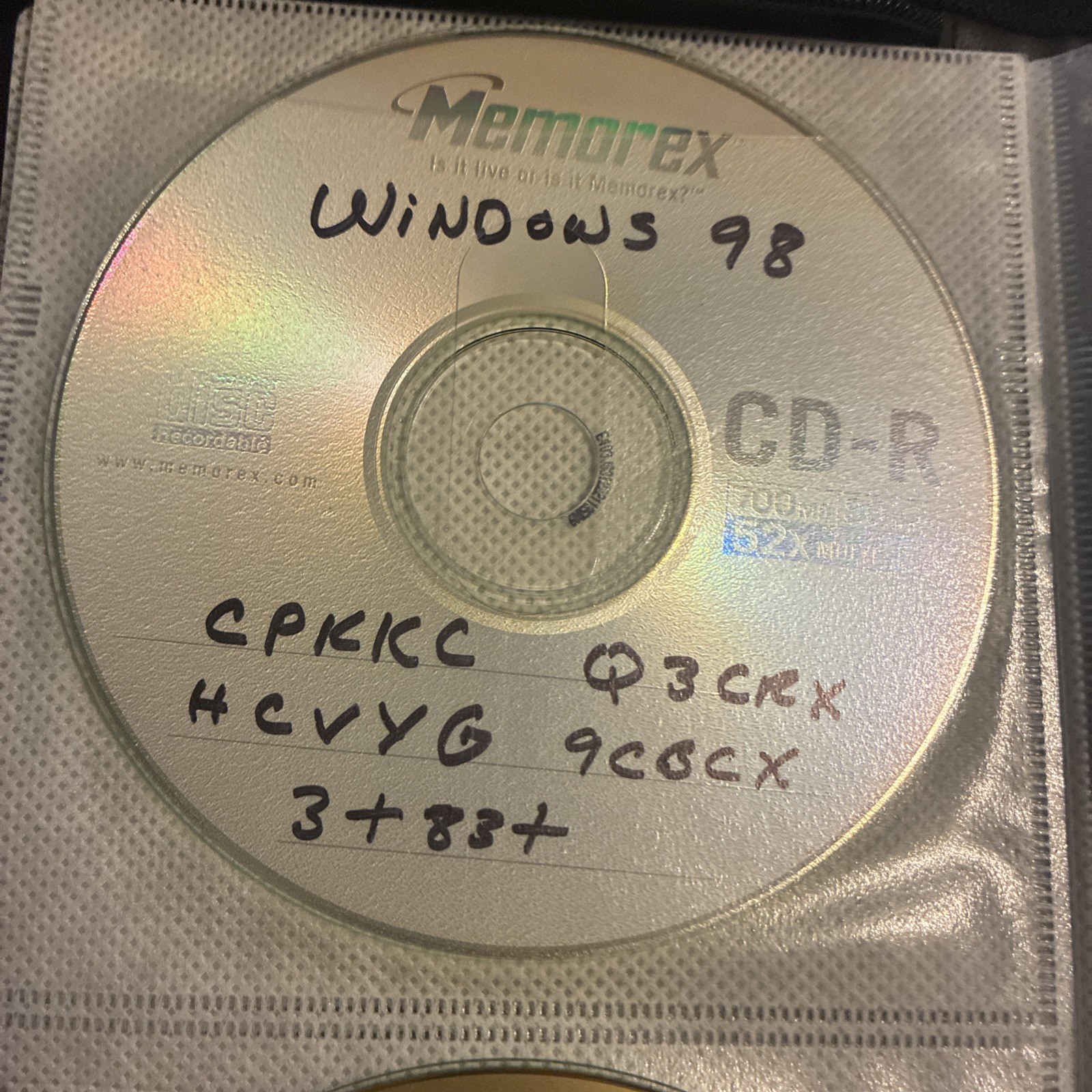 Microsoft Windows 98 Upgrade Second Edition -  Windows 3.1 and 95 burnt CD