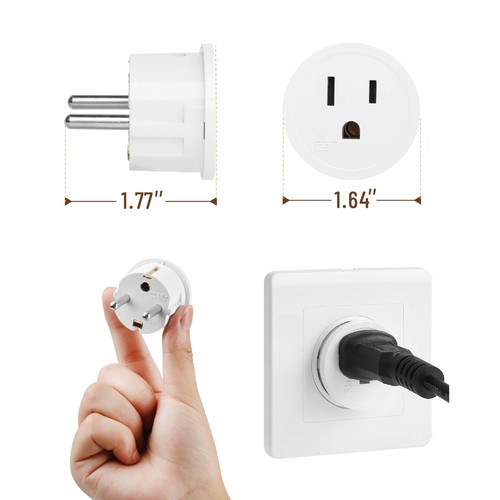 6 Pack European Travel Plug Adapter Type E/F US to Europe EU Plug for Type C E F - Picture 7 of 8