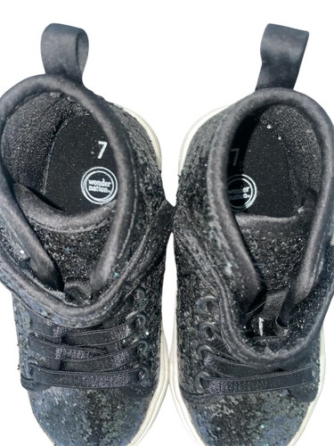 Wonder Nation Kleinkind Mädchen Größe 7 schwarz Glitzer High-Top sportliche Turnschuhe Schuhe - Bild 7 von 7