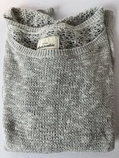 ABERCROMBIE  FITCH Light Grey Sweater High Low Loose Weave Kids Girls XL