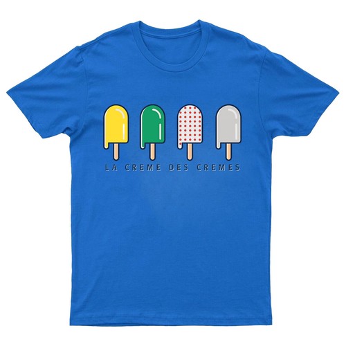 Tour De France T-Shirt Men's Cycling White Ice Cream LA CREME DES CREMES Top Tee - Picture 8 of 10