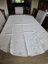 Stunning Ivory Damask Classic Oval Tablecloth 81 In Long