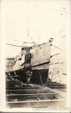 French Steamer Drydock Original Vintage Real Photo Postcard RPPC