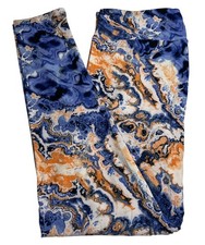 LuLaRoe Leggings TC Tall Curvy Tie Dye BLUE Marble Colorful Modern Swirl Casual