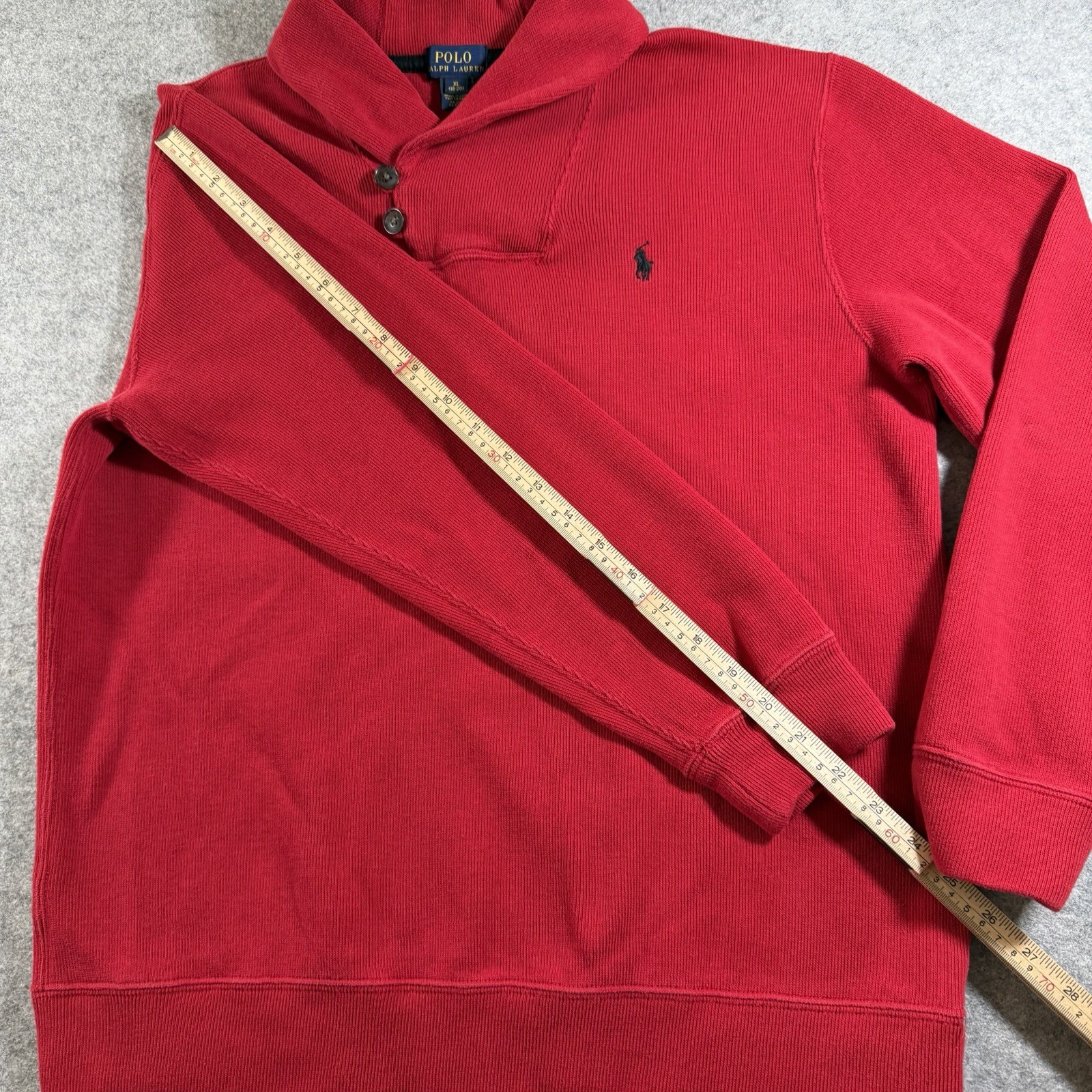 Polo Ralph Lauren Sweater Mens S Red Shawl Fisherman Collar Knit Pullover LS thumbnail 7