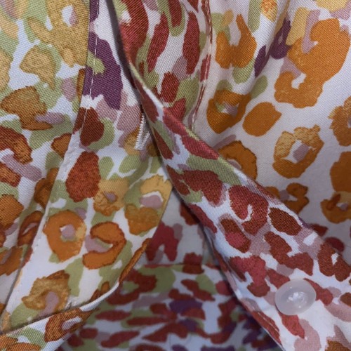 Chico's Orange Red Purple Leopard Popover Top Buttoned Back Women's Size 1P - Picture 7 of 8