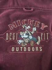 Disney Store Shirt Men Large Red Fleece Mickey Goofy Outdoors Shacket Shirt Jac