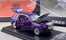 ZD DCM 1:64 Purple Silver Hood Cullinan Luxury SUV Model Diecast Metal Car BN