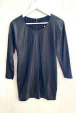 J CREW Black 100% Leather Sheath Mini Dress Long Sleeves Zippers #34873 Size 2