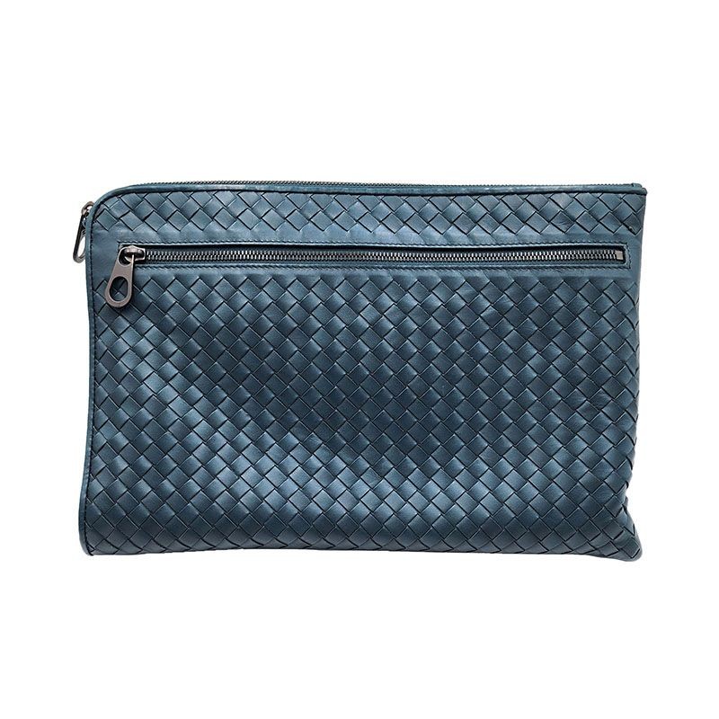 Bottega Veneta Deep Blue Mesh Intrecciato Clutch 34X23X3