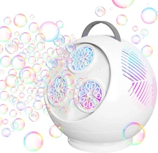 Bubble Machine for Kids Toddlers,45°/360° Auto Rotatable Spherical Bubble Maker 