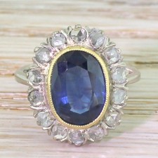 Art Deco 4.50 Ct Natural Blue Sapphire Vintage Wedding Ring 925 Sterling Silver