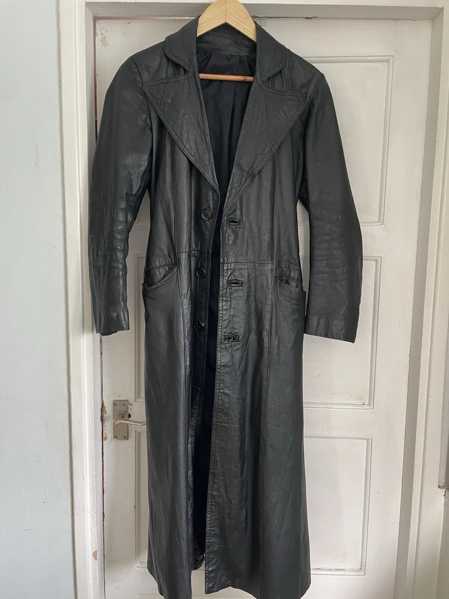 vintage long leather coat products for sale | eBay UK