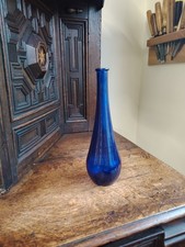 Vintage blaue Glasflasche 11" cm hoch Top Zustand