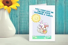 Stonehouse Collection Cute Easter Bunny Greeting Card Pack - 12 Cards and Envelo