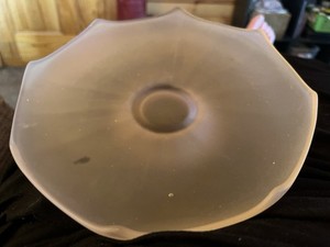 Vintage Pink Satin Glass Scalloped Cake Platter 9”.
