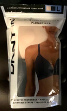 NEW DKNY WIRELESS MICROFIBER PLUNGE BRA SIZE LARGE 2 Pack INK/SAND