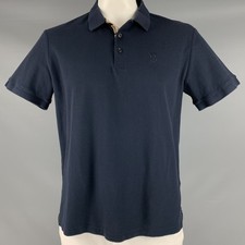 BURBERRY Size XXL Navy Cotton Monogram Half Placket Polo