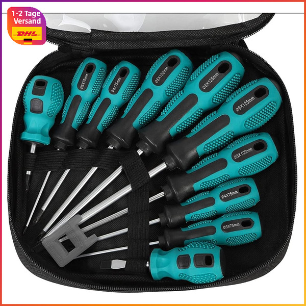 Schraubendreher Set 10-Teilig Magnetisch Chrom-Vanadium 5 GrößEn Flach-image