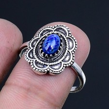 Lapis Lazuli 925 Silver Plated Handmade Ring of US Size 9.5