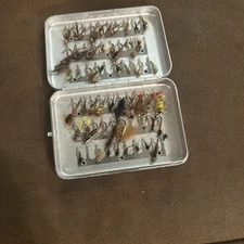 Vintage Perrine #60 Aluminum Fly Fishing Fly Case Tackle Box Includes 60 Flies