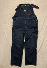 Liberty Bib Overalls Mens 42x30 Dark Wash Denim Workwear Carpenter Zip fly