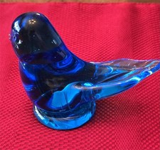 Vintage Bluebird of Happiness   Signed by Leo Ward, 1997   Glass Figurine