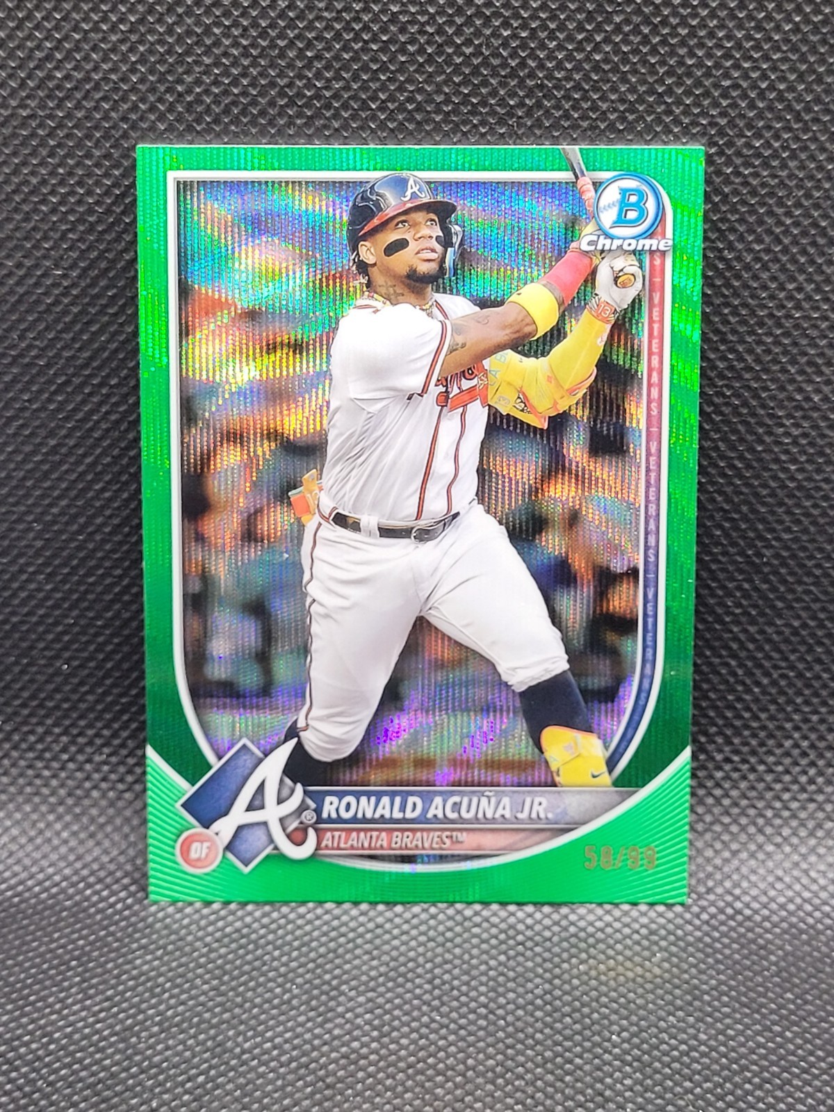 2025 Bowman Chrome #13 RONALD ACUNA Jr green wave refractor 58/99 Atlanta Braves