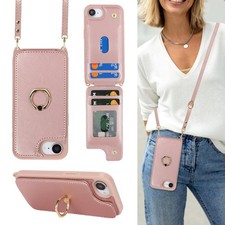 for iPhone 16e Case with Card Holder and Strap for Women,Crossbody Lanyard,Ri...