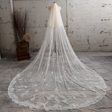 Shining Flower Wedding Veil Lace Appliques Bridal Veil