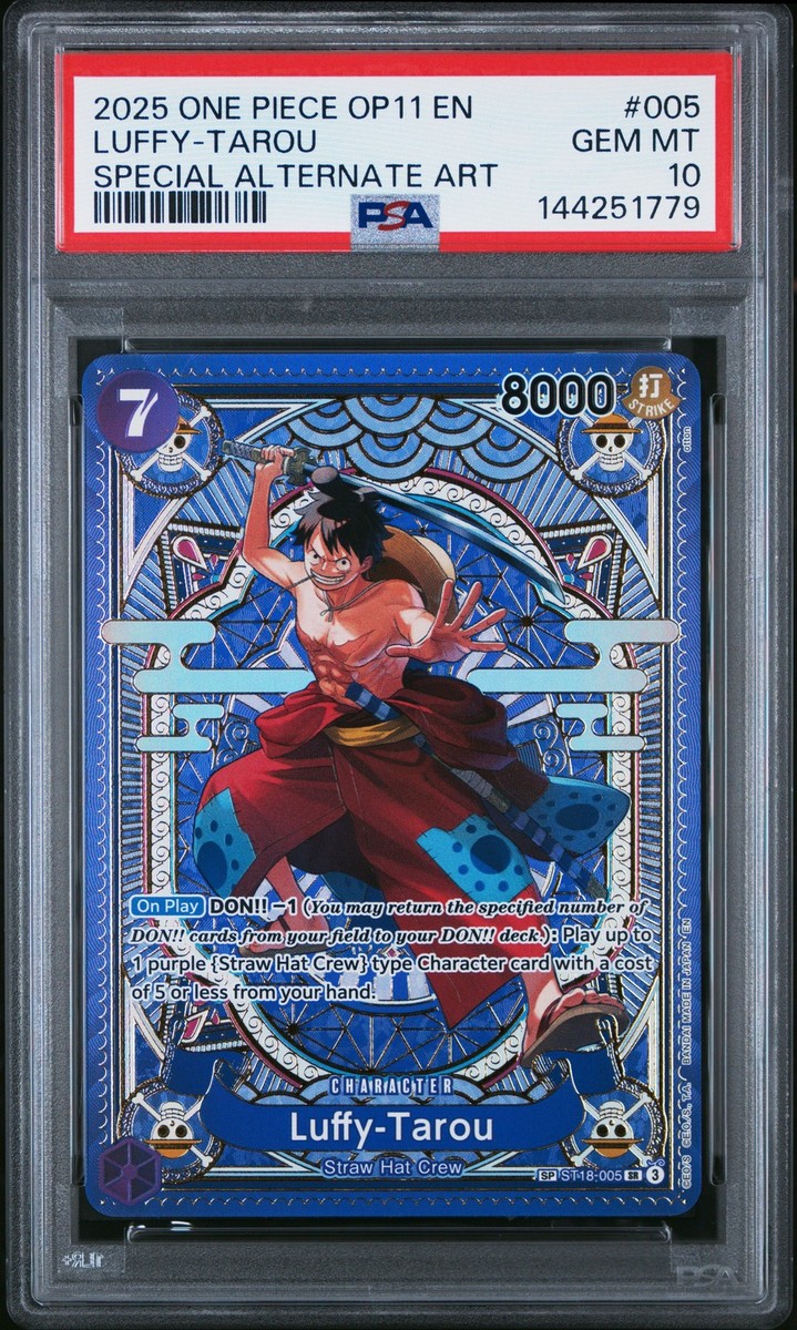 2025 ONE PIECE OP11-A FIST OF DIVINE SPEED #005 LUFFY-TAROU PSA 10
