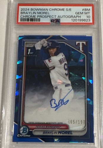2024 Bowman Chrome Sapphire Braylin Morel RC Auto PSA 10 #BM /199 Rangers