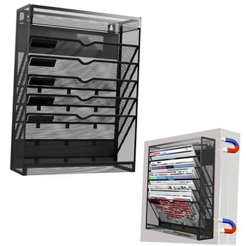 7 Tier Magnetic File Holder, No Drilling Wall File Organizer,Magnetic File