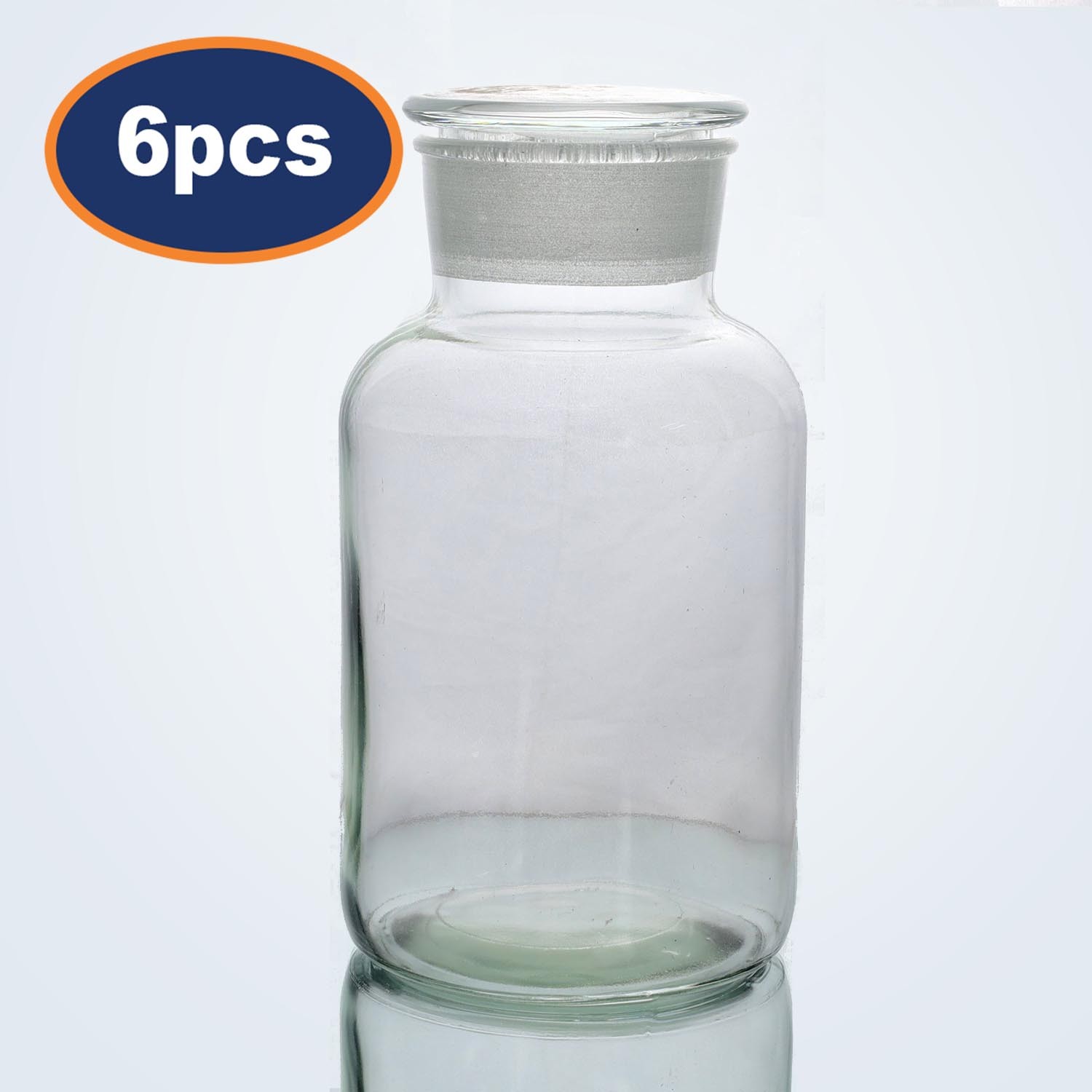 Apothecary Bottles 2500ml Clear 6pcs Glass Oil Lotion Regeant Storage Jar Lid