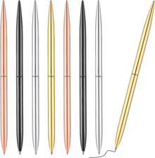 8 Piece Gold Slim Pens Metal Ballpoint Rose Metallic Twist Black Ink Pen 1.0 Mm