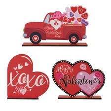 Wooden Heart Decor Hanging Ornament Valentine's Day Wooden Material Rustic Style