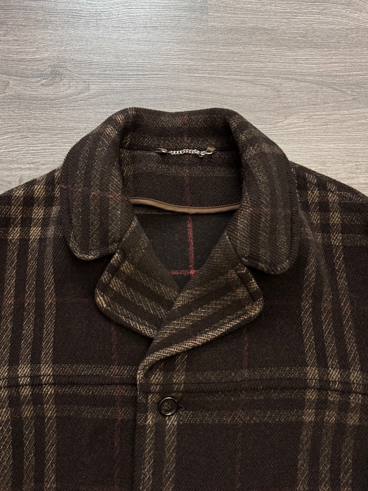 Vintage BURBERRY Mens Classic Luxury Wool Coat Rare Nova Check Size 54 image 5