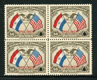 PARAGUAY MNH Specialized ABNCo SPECIMEN: Scott #C118 50P Chaco Block of 4 $$$