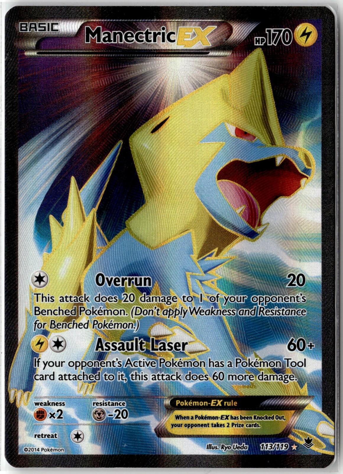 Manectric EX (113 Full Art) Ultra Rare XY - Phantom Forces 113/119 Holo NM