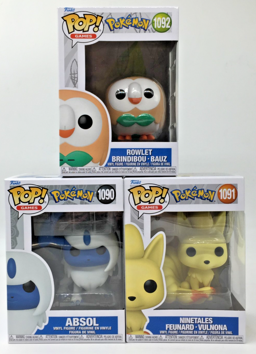 Funko Pop! Pokémon Absol #1090 Ninetales #1091 Rowlet #1092 Set of