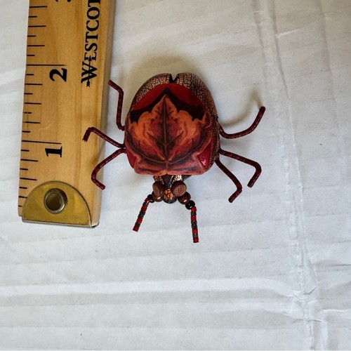 Joyce Fritz Yipes Vintage Käfer Brosche rot orange Perlen Artsy Bug - Bild 2 von 9