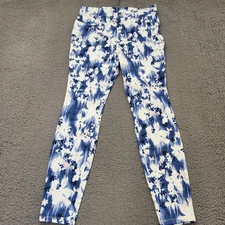 TIME AND TRU Stretch Pants Women's Size L (12/14) Leggings Floral Pockets Preppy