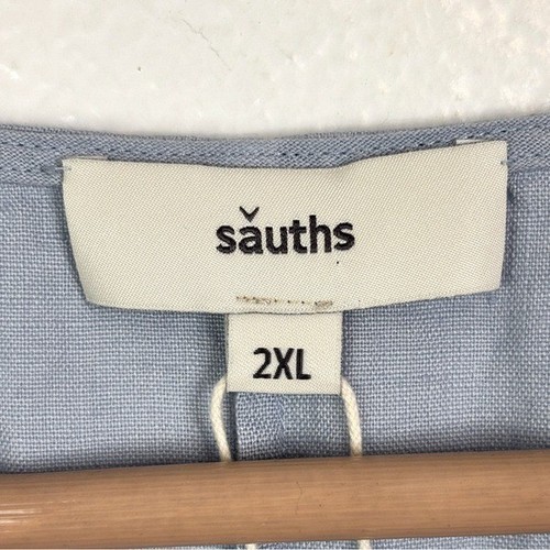 NWT SAUTHS Kyoto Minimalist Linen Midi Dress in Light Blue Size 2XL - Picture 2 of 13