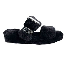 Ugg Women  s Fuzz Yeah Black Shearling Slipper Size US 6